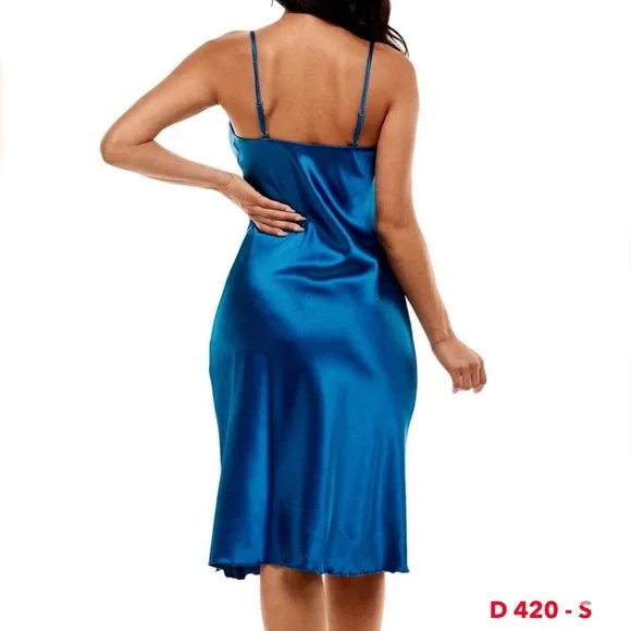 S - NWT Bebe Royal Satin Slip Midi Dress - Picture 4 of 11